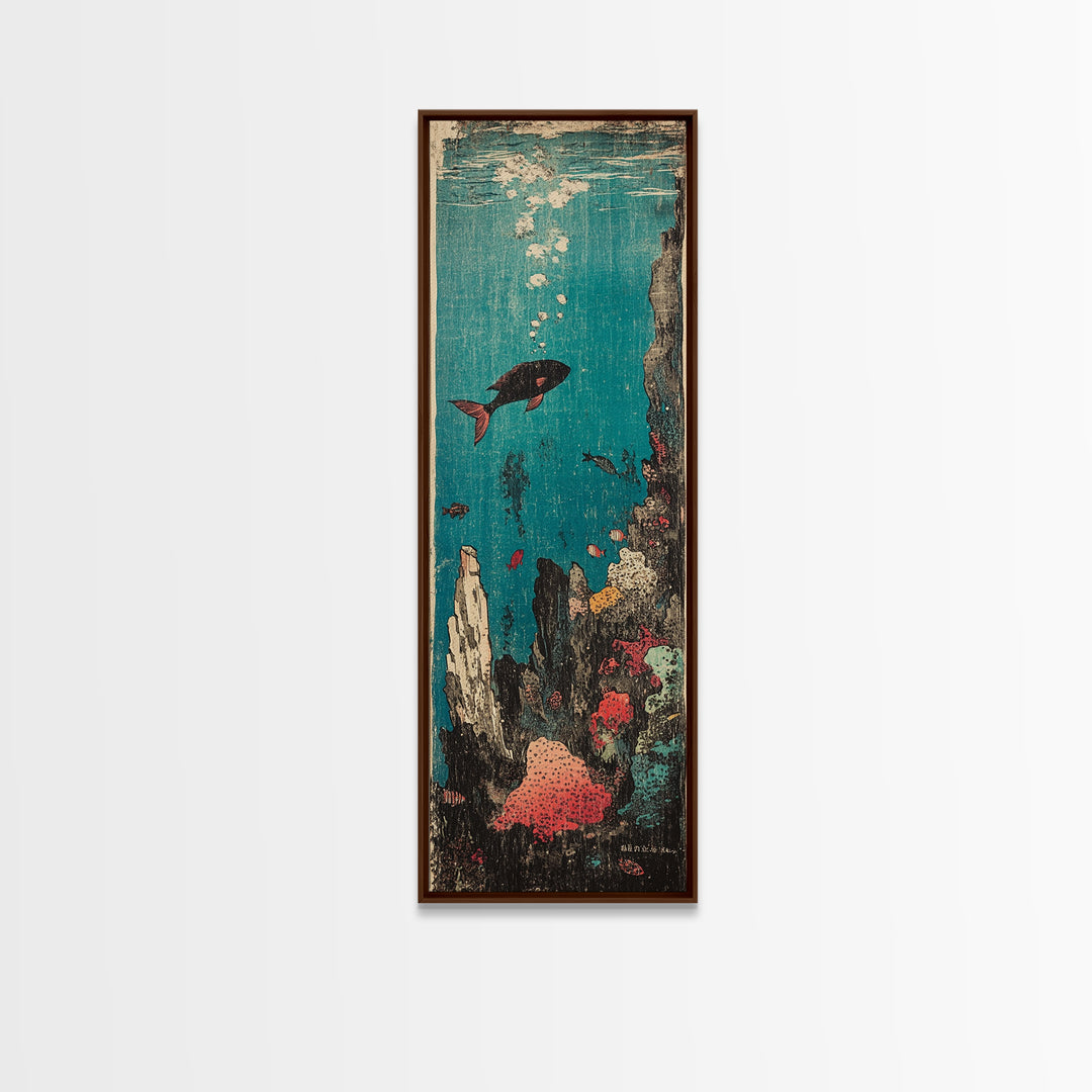 Tropical Fish And Coral Reef Canvas Print, Underwater Ocean Wall Art, Coastal Bathroom Decor, Marine Life Nursery Art Print