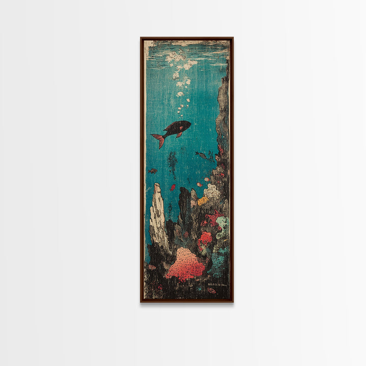 Tropical Fish And Coral Reef Canvas Print, Underwater Ocean Wall Art, Coastal Bathroom Decor, Marine Life Nursery Art Print