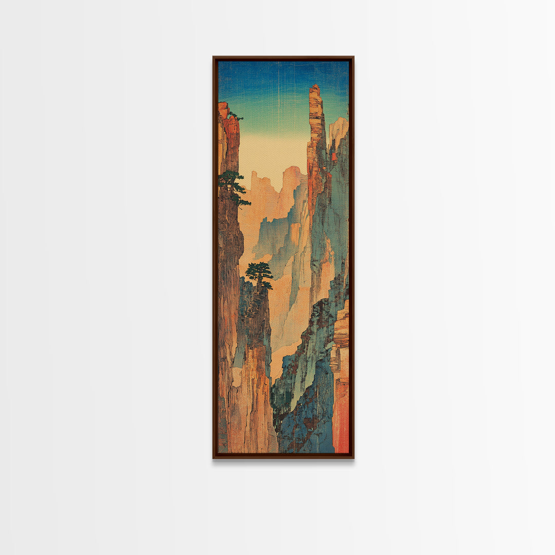 Tall Desert Canyon Cliffs In Blue Light Wall Art, Southwest Landscape Print, Vertical Nature Decor, Large Living Room Art