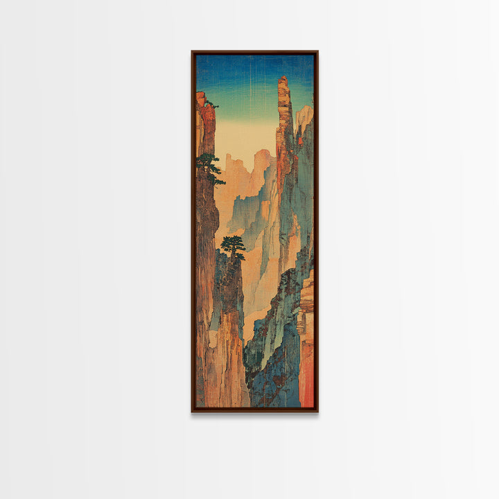 Tall Desert Canyon Cliffs In Blue Light Wall Art, Southwest Landscape Print, Vertical Nature Decor, Large Living Room Art