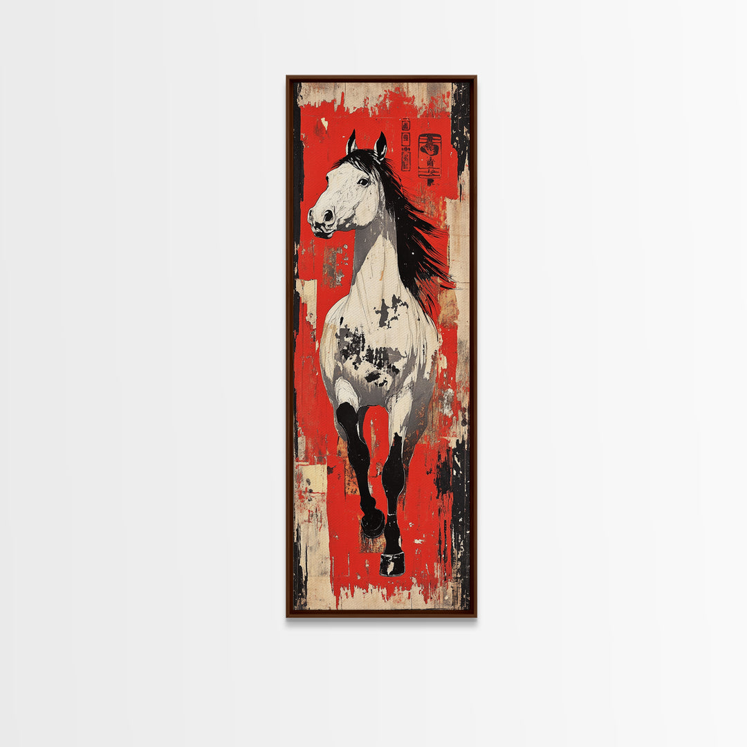 White Galloping Horse Wall Art, Bold Equestrian Decor, Western Wall Decor, Large Canvas Print, Horse Lover Gift, Rustic Home Decor