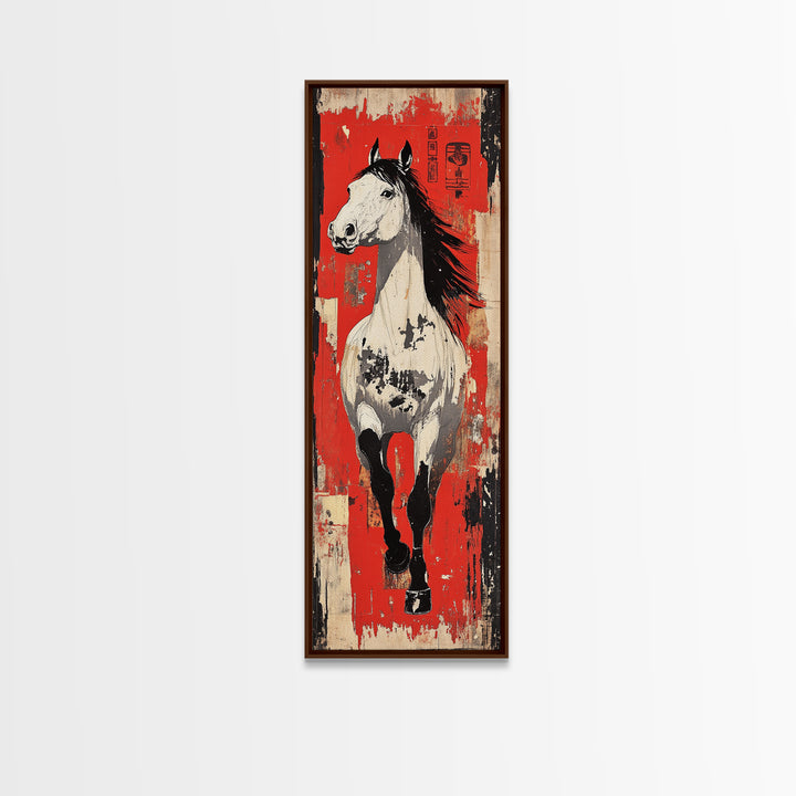 White Galloping Horse Wall Art, Bold Equestrian Decor, Western Wall Decor, Large Canvas Print, Horse Lover Gift, Rustic Home Decor