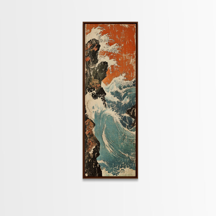 Crashing Ocean Wave Wall Art, Japanese Seascape Print, Coastal Wall Decor, Nautical Home Decor, Large Canvas Print, Beach House Decor