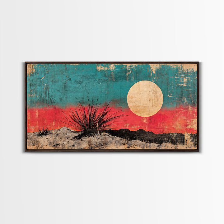 Desert Yucca Sunset Canvas Print, Southwestern Landscape Wall Art, Boho Desert Decor, Earth Tone Living Room Print Gift Idea