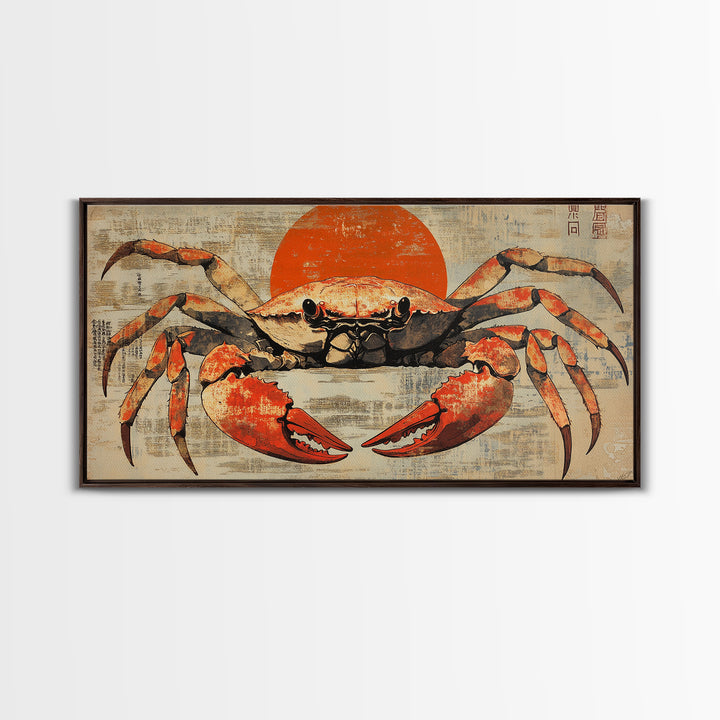 Bold Red Crab Canvas Print, Coastal Kitchen Wall Art, Seafood Wall Decor, Nautical Home Decor, Ocean Animal Art Print, Gift