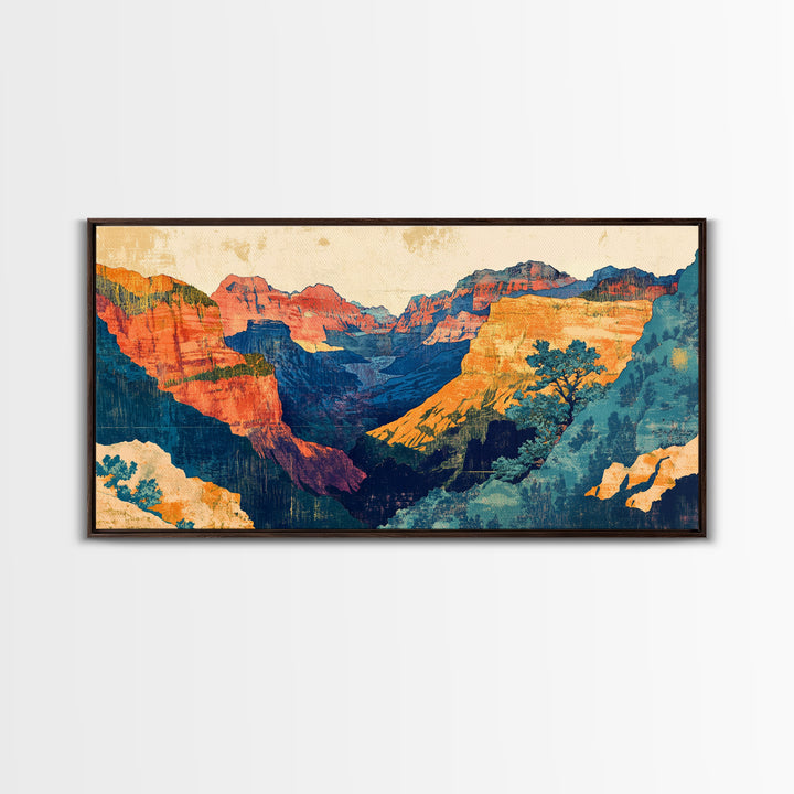 Colorful Grand Canyon Cliffs And Desert Vista Canvas Print, Southwestern Wall Art, National Park Decor, Travel Poster Gift