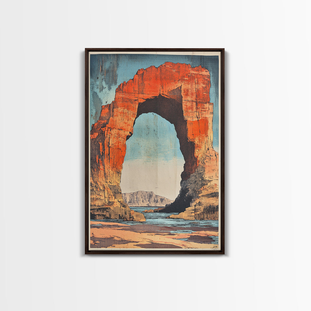 Desert Stone Arch Canvas Print, Southwestern Canyon Landscape Wall Art, Travel Poster, Rustic Home Decor Gift, Living Room Art