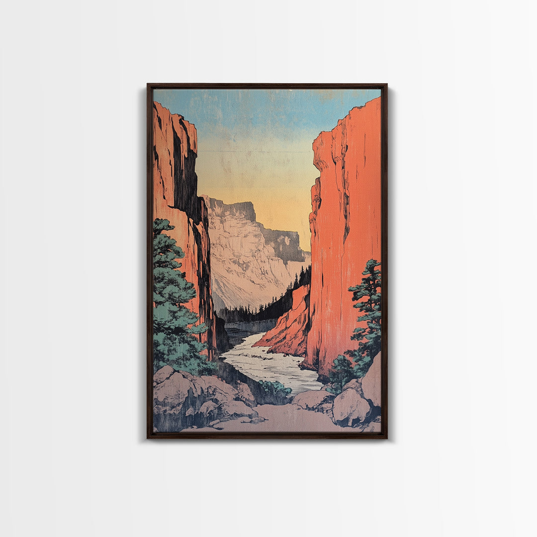 Red Rock Canyon River Canvas Print, Western Landscape Wall Art, Mountain Home Decor, Rustic Cabin Decor, Large Nature Print