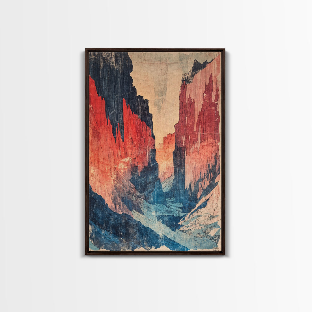 Abstract Red Canyon Wall Art, Modern Landscape Canvas Print, Southwestern Decor, Large Living Room Art, Office Decor Gift