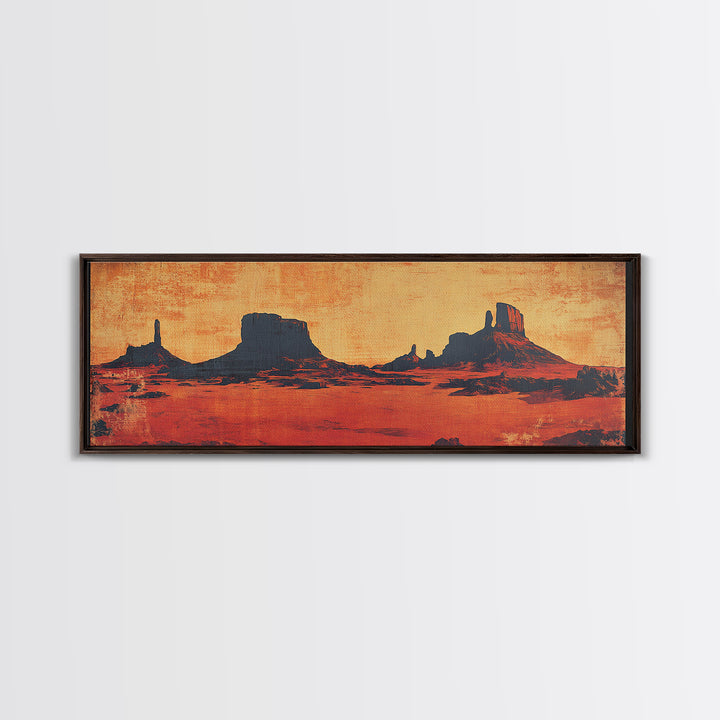 Monument Valley Desert Sunset Wall Art, Southwestern Canvas Print, Western Landscape, Cowboy Decor, Large Living Room Art