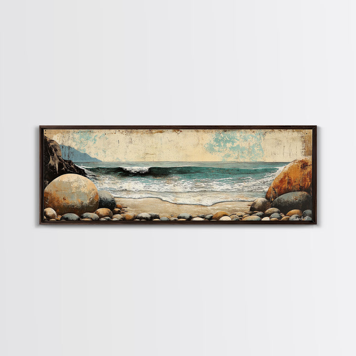 Rocky Ocean Beach Cove Wall Art, Coastal Canvas Print, Seascape Landscape, Nautical Decor, Beach House Living Room Art, Gift For Her