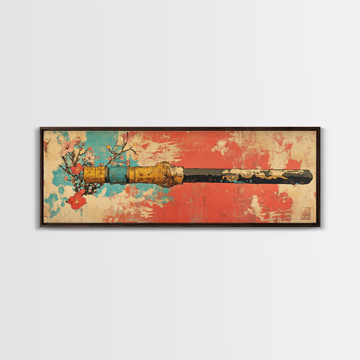 Samurai Katana With Cherry Blossoms Wall Art, Japanese Sword Canvas Print, Martial Arts Decor, Bold Asian Wall Decor, Gift For Him