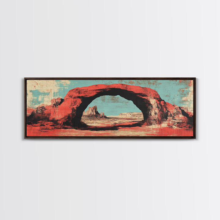 Red Desert Arch And Turquoise Sky Wall Art, Southwestern Landscape Print, Arizona Decor, Modern Rustic Living Room Canvas