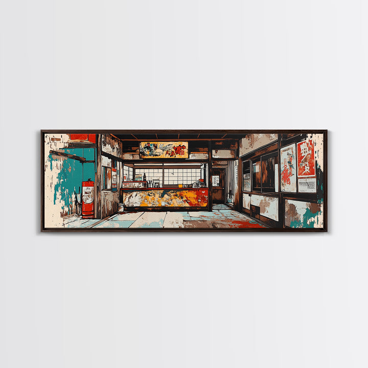 Retro Japanese Storefront Interior Wall Art, Urban Street Art, Japan Poster, Kitchen Decor, Restaurant Decor, Canvas Print