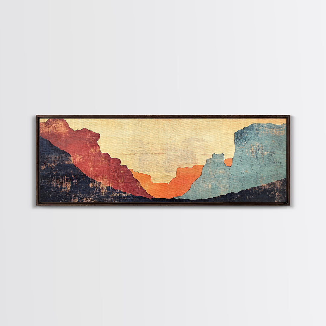 Abstract Desert Canyon Sunset Wall Art, Southwest Art Print, Earth Tone Decor, Minimalist Landscape, Large Horizontal Art