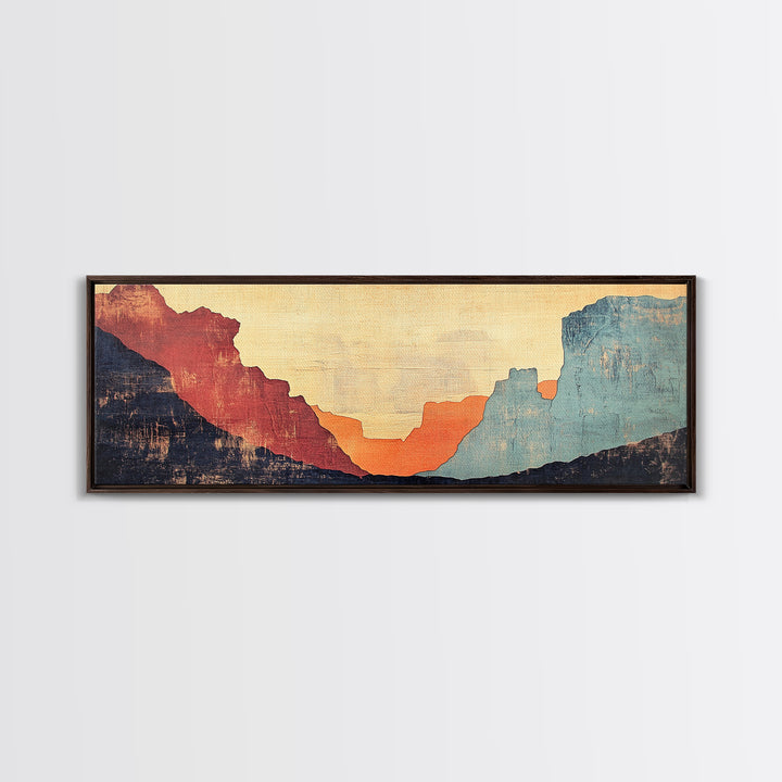 Abstract Desert Canyon Sunset Wall Art, Southwest Art Print, Earth Tone Decor, Minimalist Landscape, Large Horizontal Art