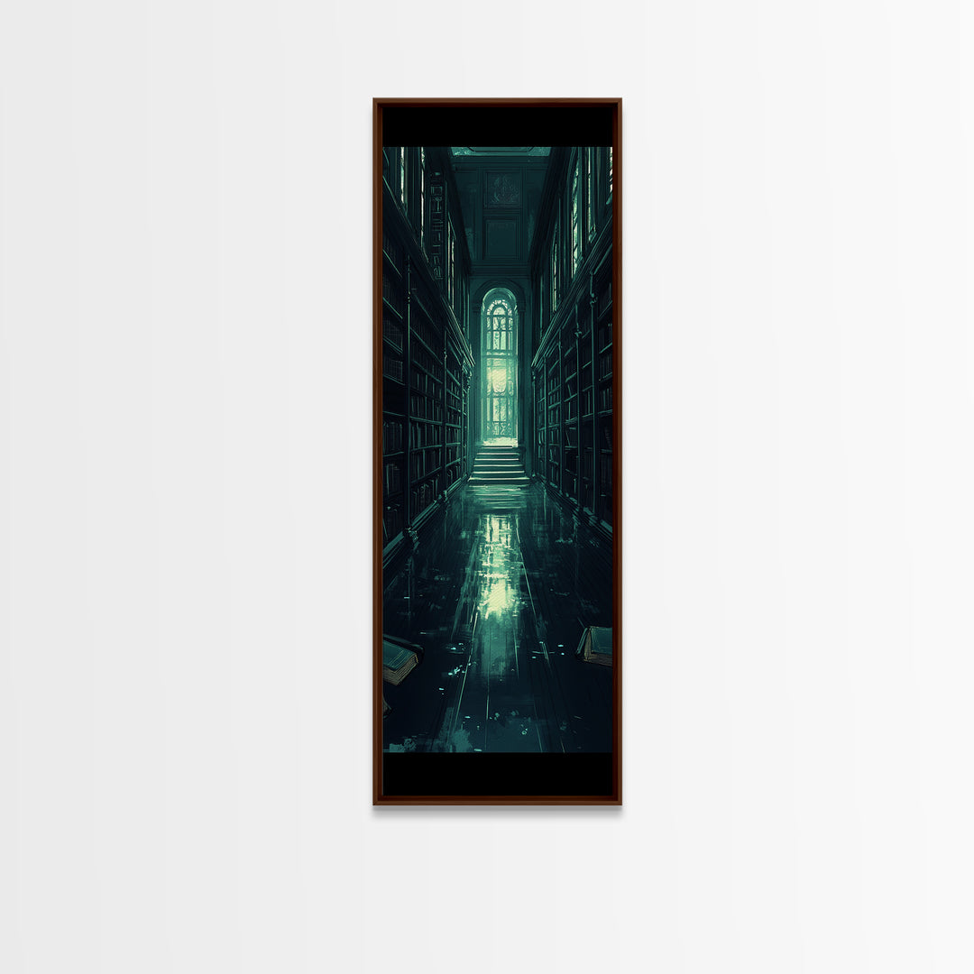 Dark Gothic Library Hallway Wall Art, Moody Bookish Decor, Fantasy Reading Nook Print, Dark Academia Living Room Wall Decor