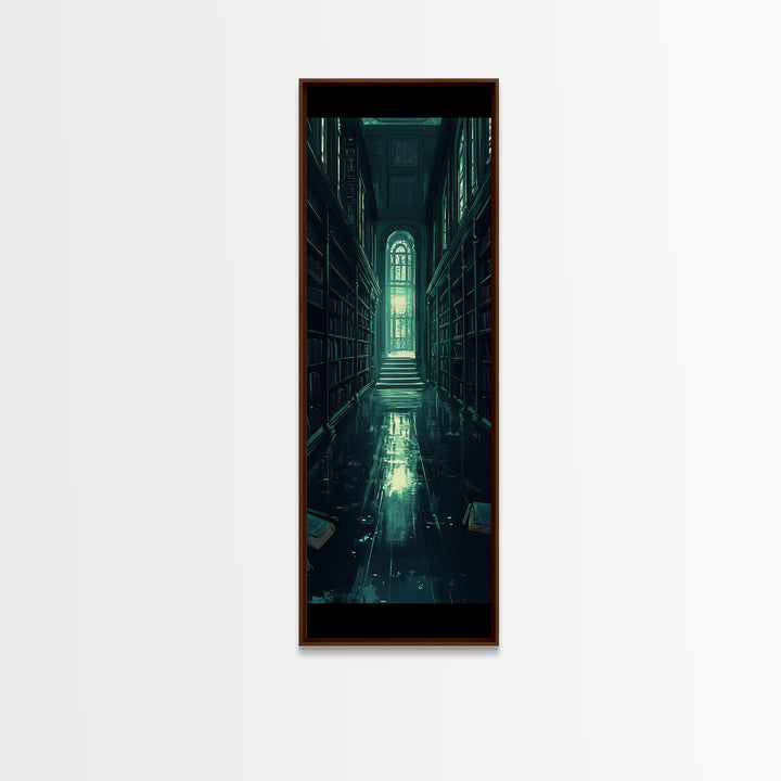 Dark Gothic Library Hallway Wall Art, Moody Bookish Decor, Fantasy Reading Nook Print, Dark Academia Living Room Wall Decor