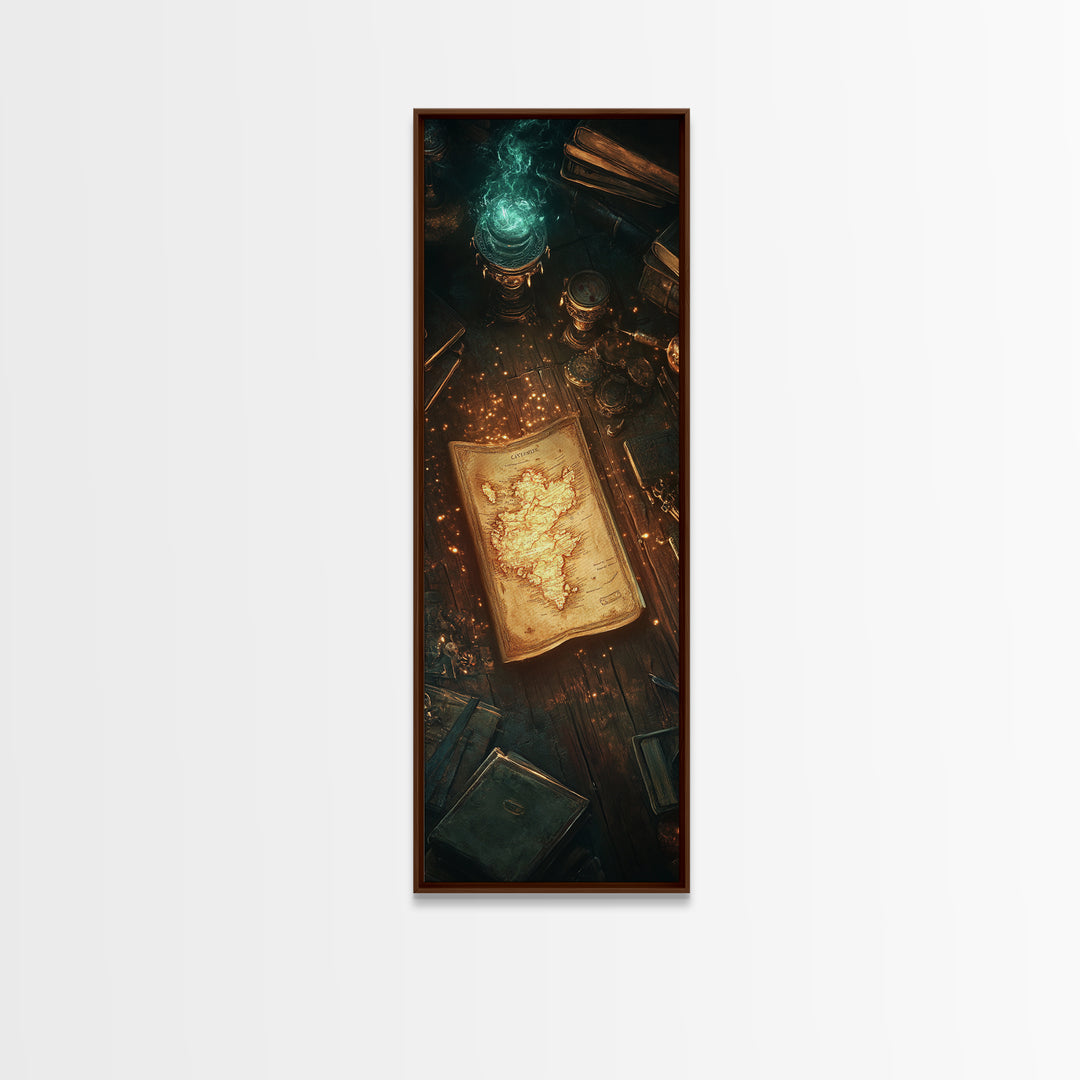 Glowing Ancient Manuscript Wall Art, Mystical Alchemy Desk Decor, Dark Academia Bookish Print For Library Study Room Decor