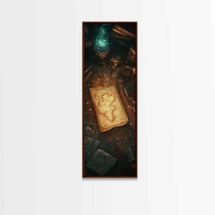 Glowing Ancient Manuscript Wall Art, Mystical Alchemy Desk Decor, Dark Academia Bookish Print For Library Study Room Decor