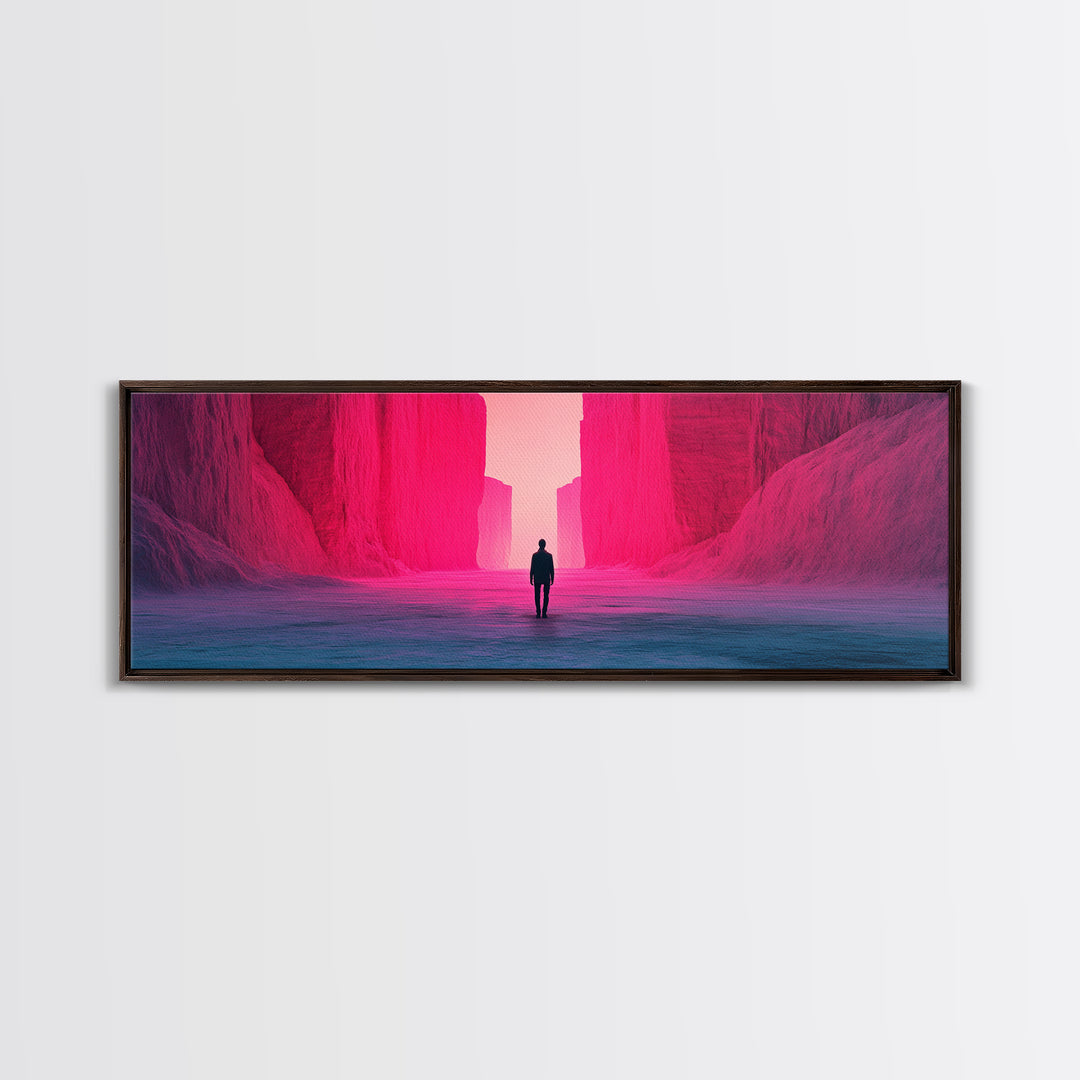 Magenta Canyon Wanderer Canvas Print, Minimalist Desert Landscape, Pink Modern Wall Art, Dramatic Statement Living Room Decor