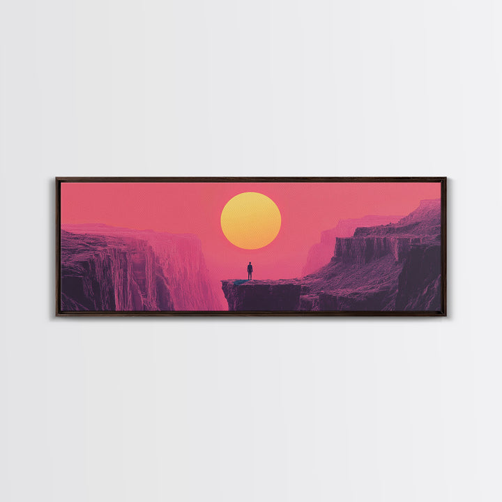 Pink Desert Canyon Cliff At Sunset Wall Art, Minimalist Landscape Canvas Print, Southwestern Modern Home Decor Gift For Him