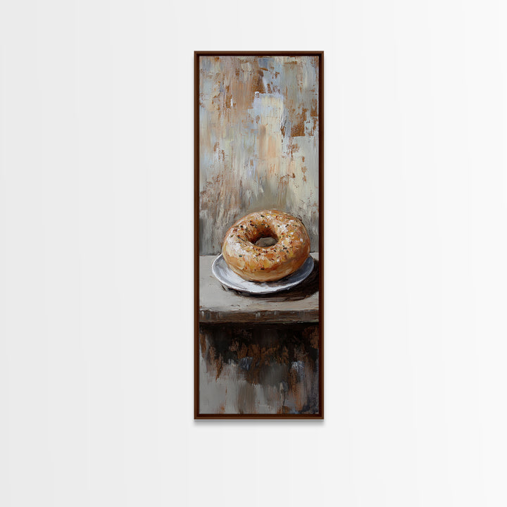 Glazed Bagel On Plate Still Life Wall Art, Rustic Kitchen Decor, Bakery Art Print, Foodie Gift, Farmhouse Cafe Home Decor