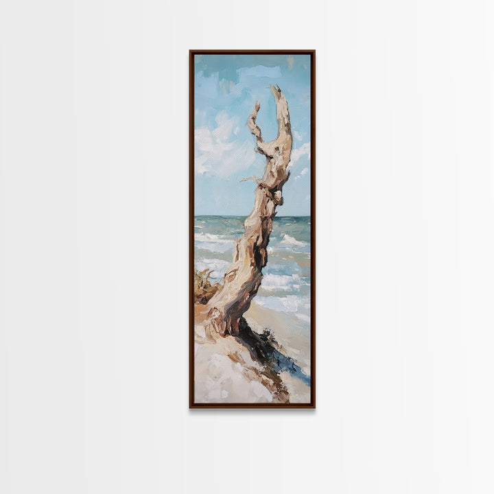 Sun Bleached Driftwood On Beach Canvas Print, Coastal Wall Art, Ocean Landscape Decor, Nautical Home Decor, Beach House Gift