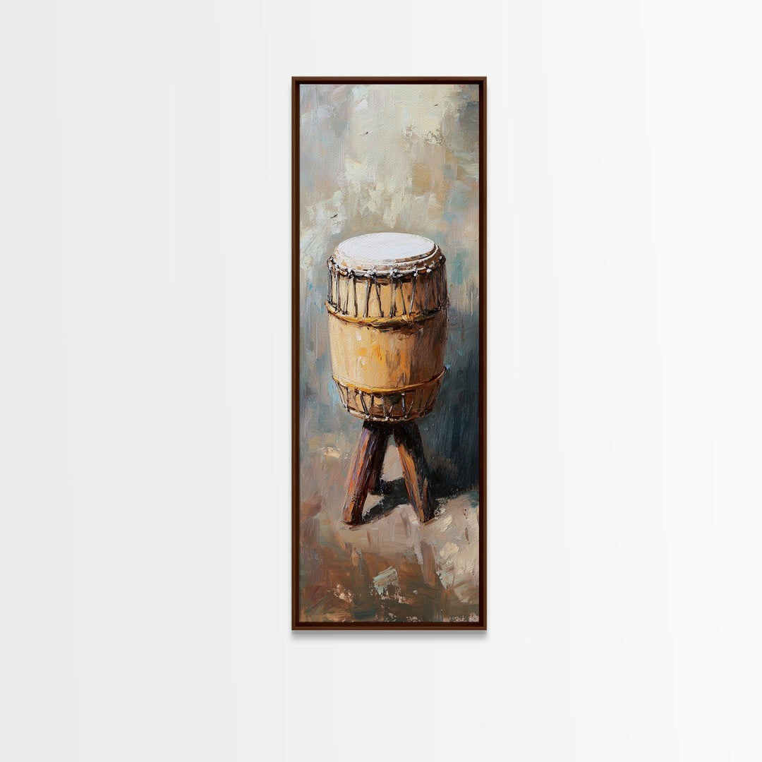 Rustic Tribal Drum Oil Painting Wall Art, Music Room Decor, African Inspired Art, Boho Home Decor, Gift For Music Lover, Unique Gift