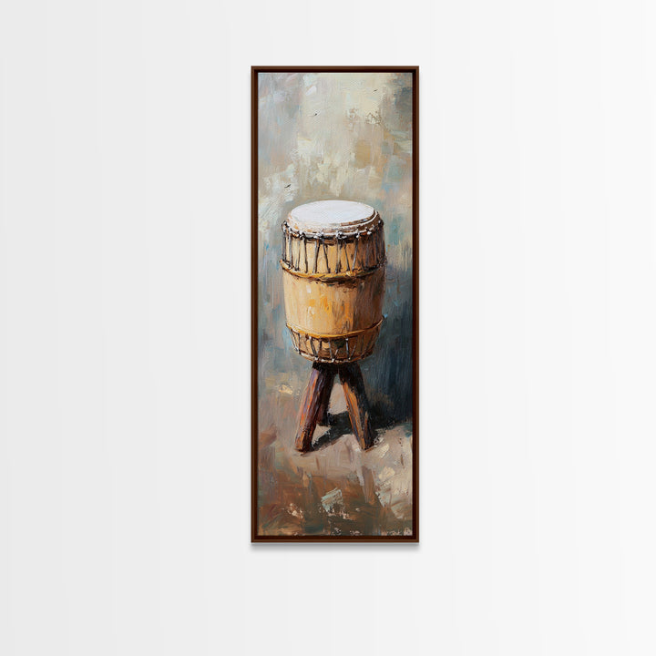 Rustic Tribal Drum Oil Painting Wall Art, Music Room Decor, African Inspired Art, Boho Home Decor, Gift For Music Lover, Unique Gift
