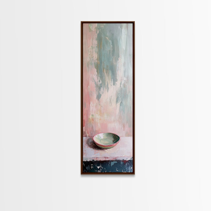 Pastel Bowl Still Life With Textured Pink Blue Wall Art, Minimalist Canvas Print, Modern Kitchen Decor, Neutral Home Decor
