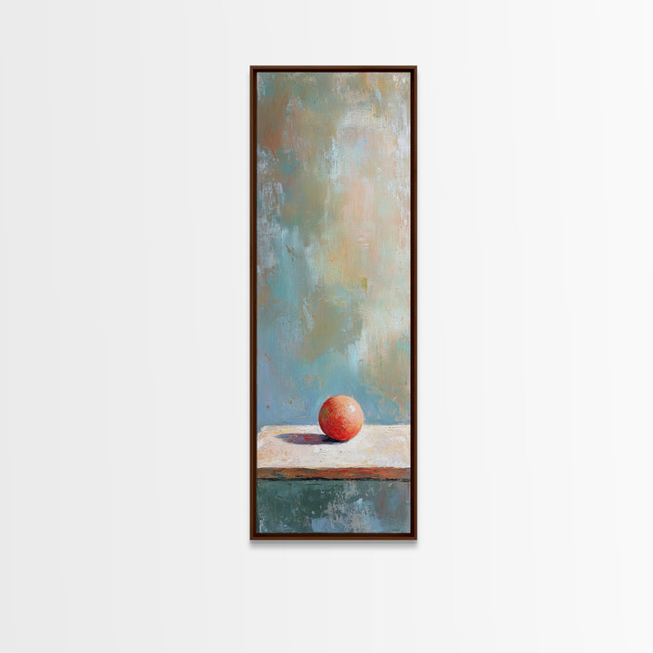 Single Red Apple On Weathered Table Canvas Print, Minimalist Wall Art, Modern Kitchen Decor, Still Life Art Print, Housewarming Gift