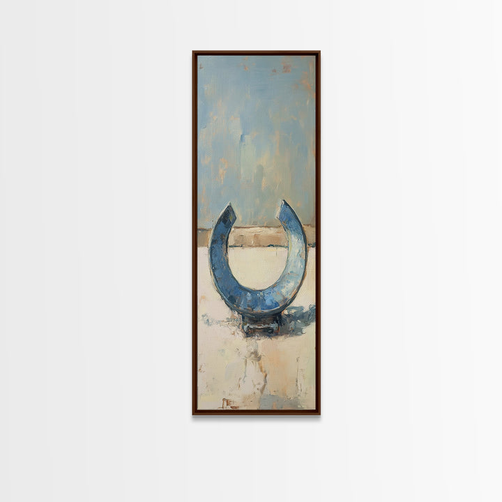 Blue Horseshoe Rustic Western Wall Art, Farmhouse Country Canvas Print, Lucky Horse Decor, Cowgirl Home Decor Gift For Him Or Her