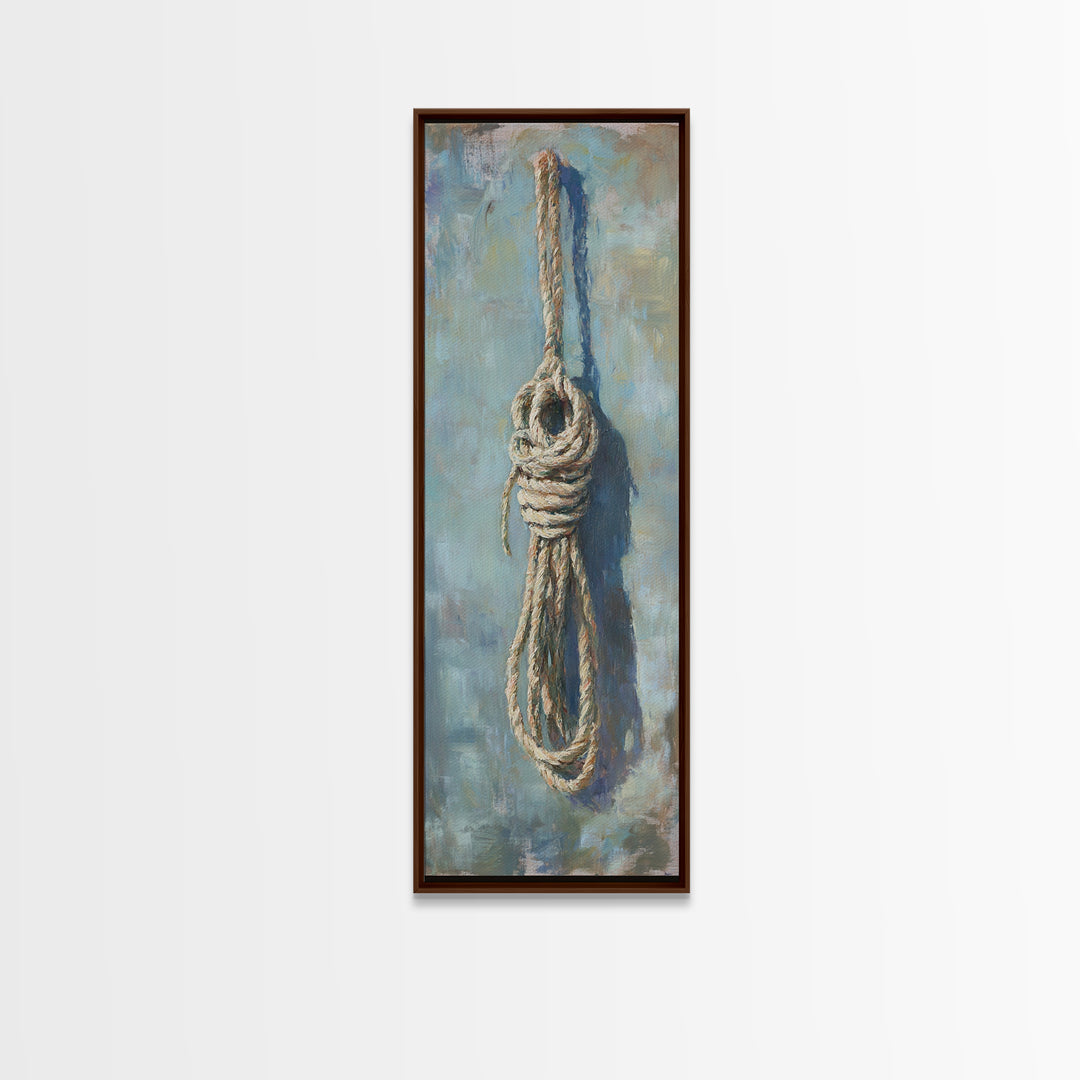 Coiled Nautical Rope Knot Wall Art, Coastal Canvas Print, Rustic Beach House Decor, Lake House Gift, Textured Wall Decor