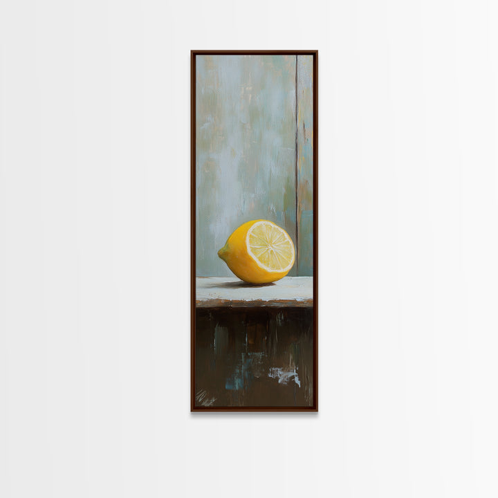 Bright Lemon Slice Canvas Print, Minimalist Kitchen Wall Art, Fruit Still Life, Mediterranean Decor, Modern Home Decor Gift