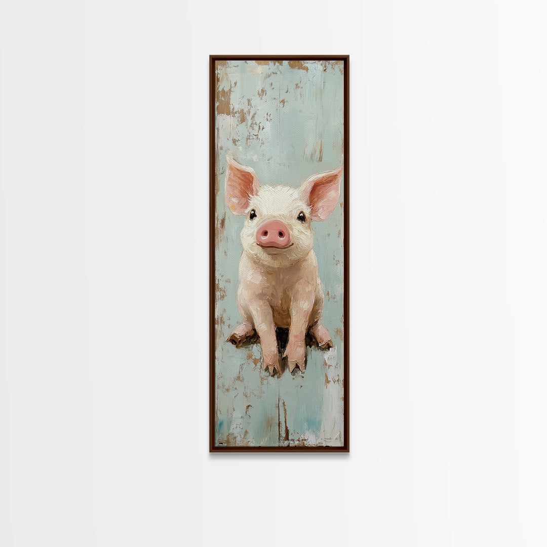 Adorable Baby Pig Portrait Wall Art, Farm Animal Nursery Decor, Rustic Farmhouse Canvas Print, Cute Piglet Gift For Kids