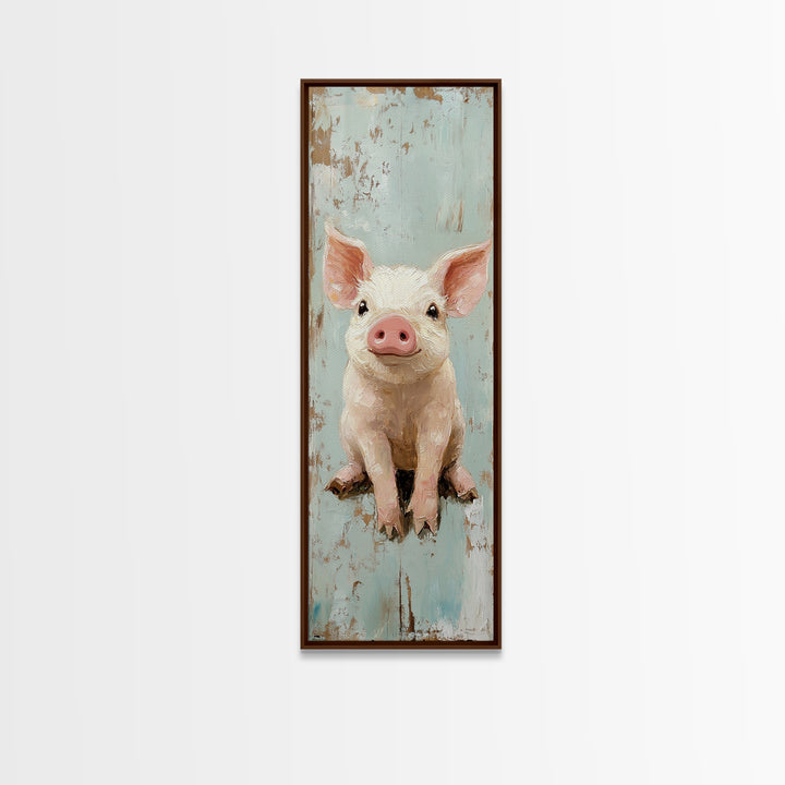Adorable Baby Pig Portrait Wall Art, Farm Animal Nursery Decor, Rustic Farmhouse Canvas Print, Cute Piglet Gift For Kids