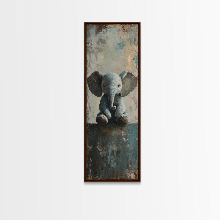 Cute Baby Elephant Portrait Wall Art, Whimsical Animal Canvas Print For Nursery Decor, Kids Room Decor And Safari Theme Gift