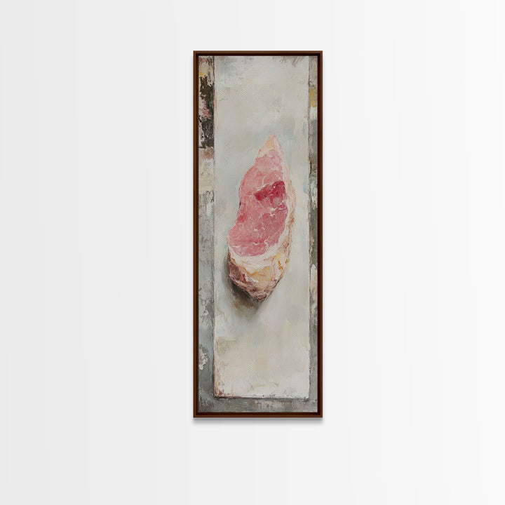Pink Rose Quartz Crystal Oil Painting Wall Art, Boho Spiritual Home Decor, Celestial Gift For Her, Mystical Canvas Print
