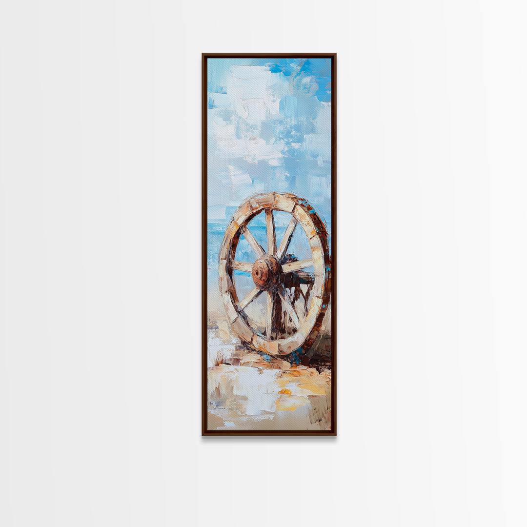 Weathered Wagon Wheel By Blue Sky Canvas Print, Rustic Western Wall Art, Farmhouse Decor, Country Home Wall Decor, Large Living Room Decor