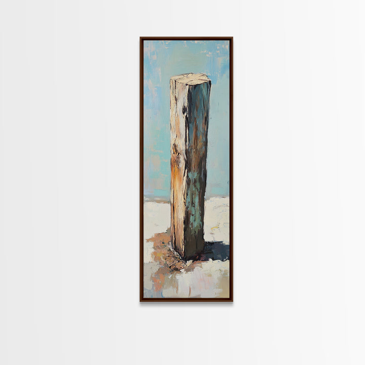 Weathered Wooden Post By Sea Canvas Print, Rustic Coastal Wall Art, Beach House Decor, Nautical Farmhouse Wall Decor, Entryway Decor