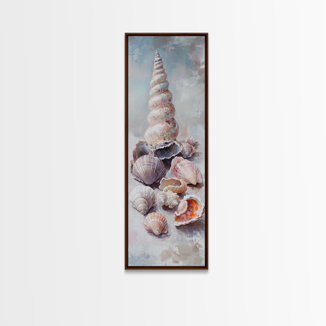 Textured Seashell Collection Canvas Print, Coastal Wall Art, Beach House Decor, Nautical Ocean Art, Neutral Bathroom Decor
