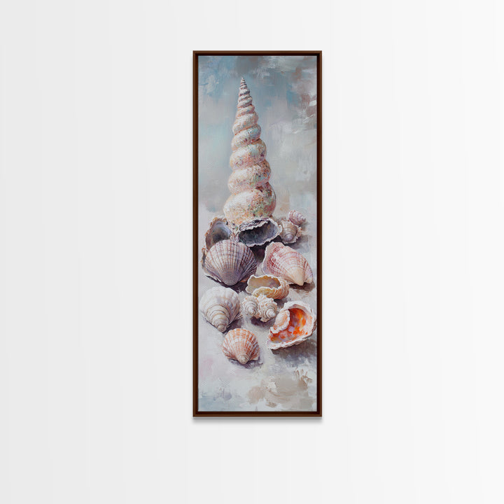 Textured Seashell Collection Canvas Print, Coastal Wall Art, Beach House Decor, Nautical Ocean Art, Neutral Bathroom Decor
