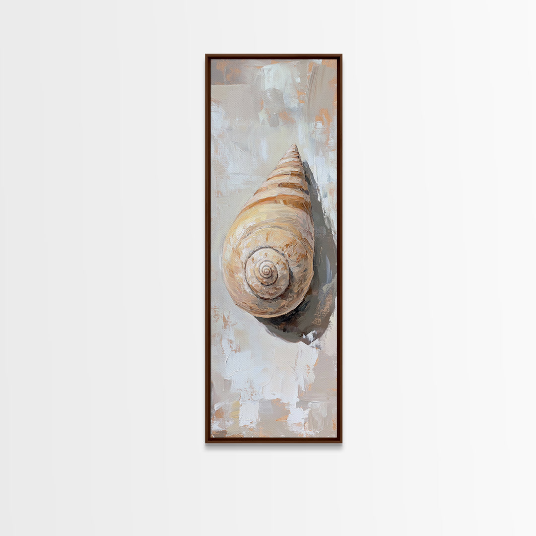 Textured Spiral Seashell Wall Art, Coastal Bathroom Decor, Beach House Wall Decor, Nautical Canvas Print For Ocean Lovers