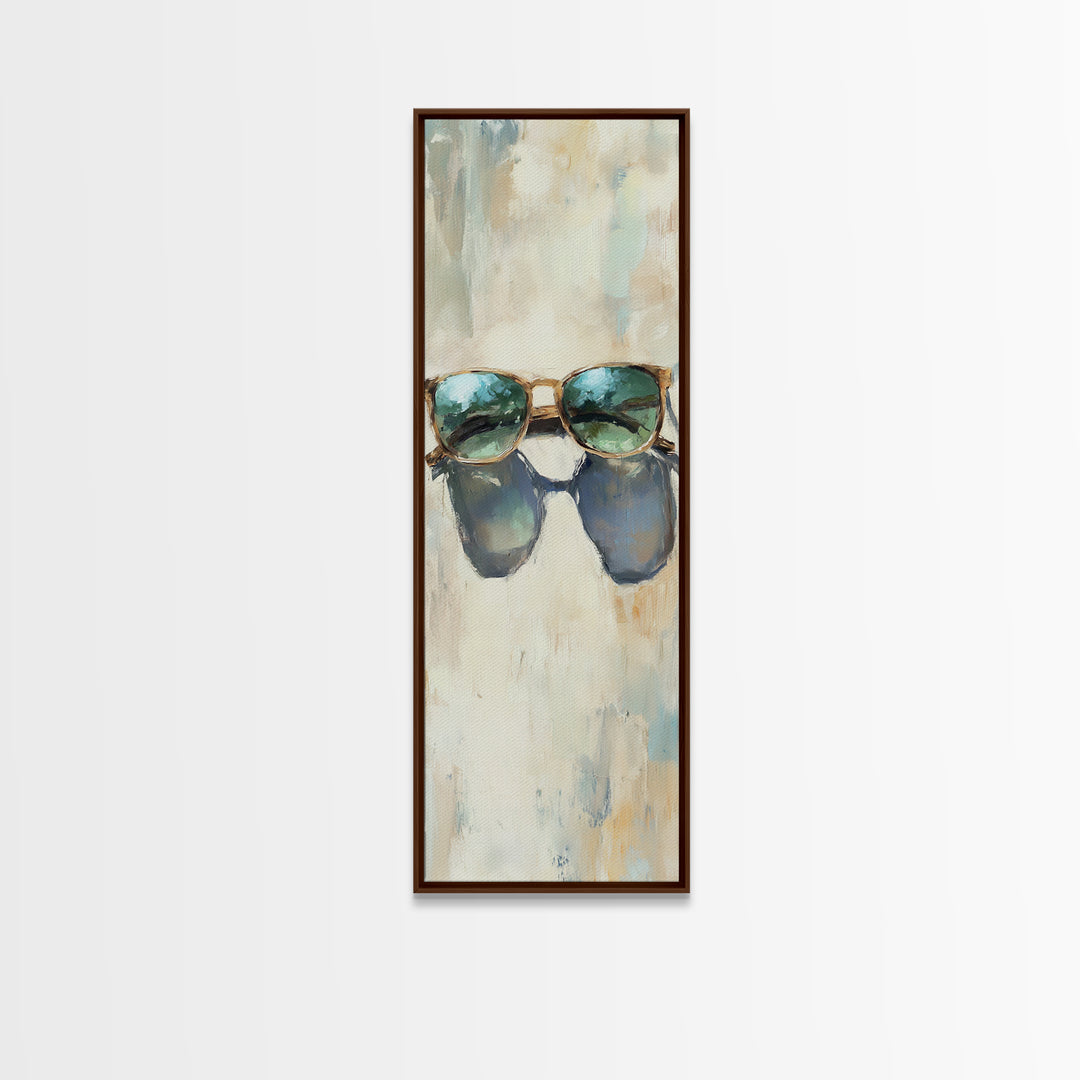 Teal Sunglasses With Beach Reflections Wall Art, Coastal Canvas Print, Summer Home Decor, Beach House Gift For Her, Living Room Decor
