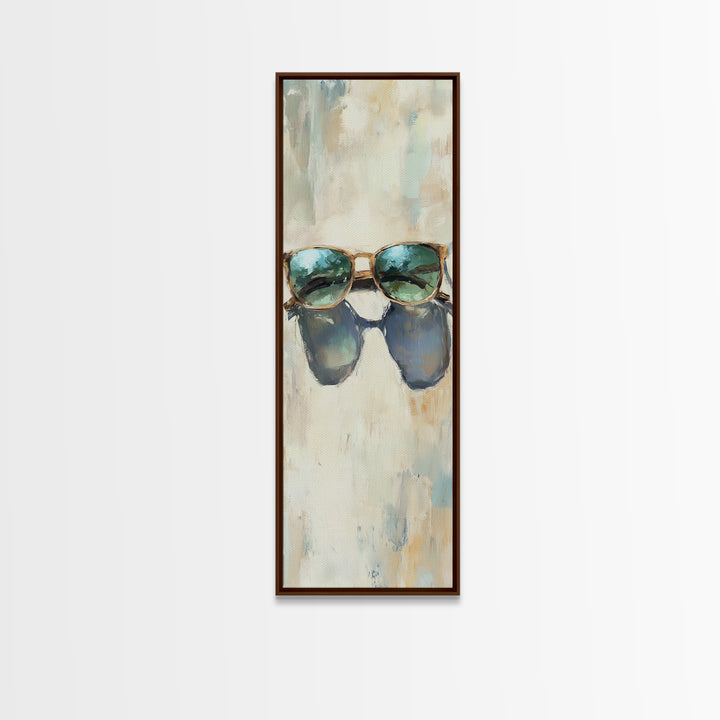 Teal Sunglasses With Beach Reflections Wall Art, Coastal Canvas Print, Summer Home Decor, Beach House Gift For Her, Living Room Decor