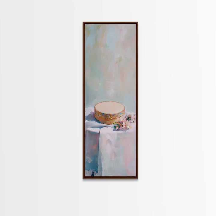 Pastel Round Trinket Box On White Cloth Canvas Print, Soft Minimalist Wall Art, Feminine Bedroom Decor, Gift For Her, Home Decor