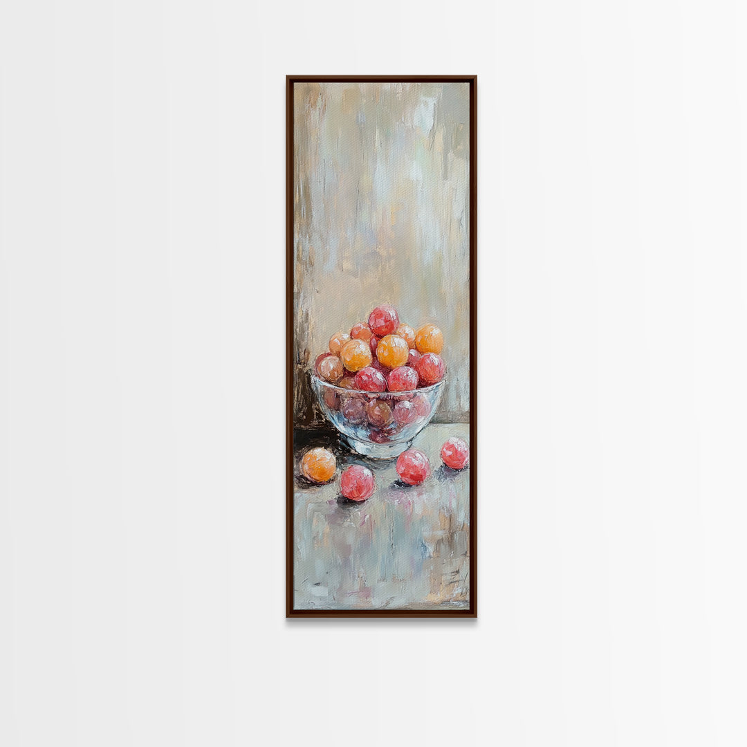 Bowl Of Red And Orange Fruit Still Life Wall Art, Rustic Kitchen Decor, Farmhouse Wall Decor, Food Art Print, Dining Room Print
