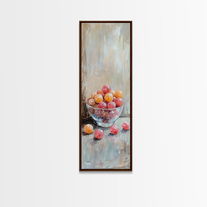 Bowl Of Red And Orange Fruit Still Life Wall Art, Rustic Kitchen Decor, Farmhouse Wall Decor, Food Art Print, Dining Room Print