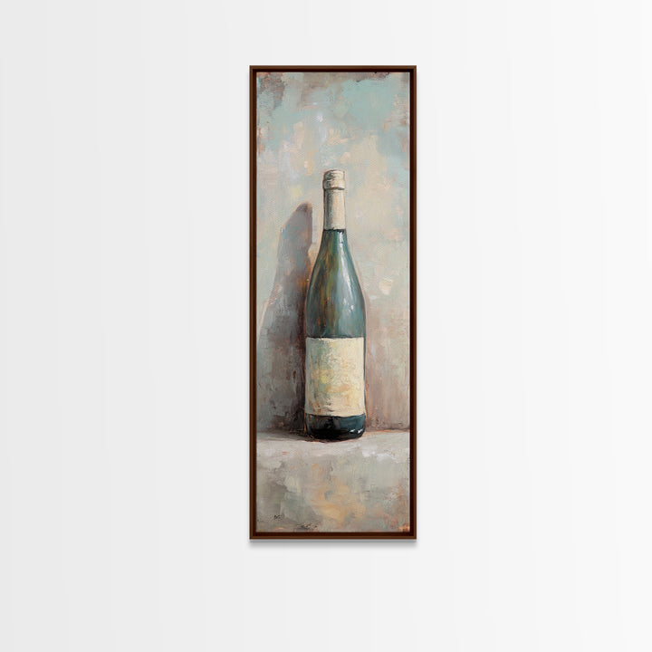 Green Wine Bottle Still Life Canvas Print, Kitchen Wall Art, Wine Decor, Bar Cart Print, Rustic Home Decor, Housewarming Gift